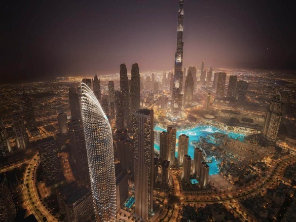 Binghatti Skyblade studios apartments spa dubai skyline